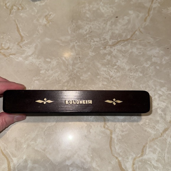 Handmade Wood Inlay Pencil Box&Pen Folding Puzzle Colombia Folk Art Desk Office - Picture 2 of 6